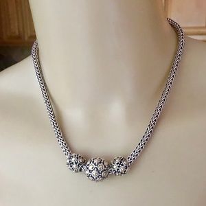 John Hardy Jaisalmer Triple Sliding Bead SS & 18 kt gold 16 inch Necklace